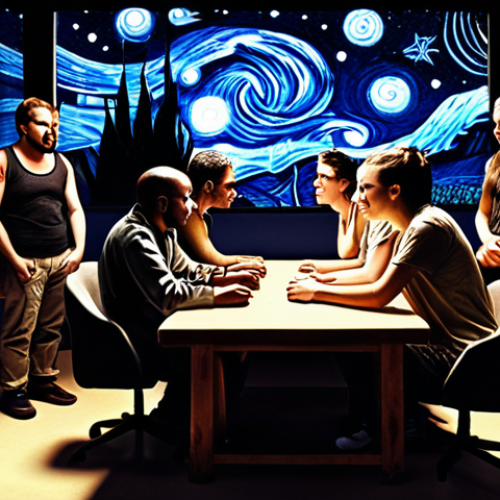 Home 17 **Prompt 1:** "A diverse group of open-source contributors collaborates on code under a starry night, celebrating the spirit of community."