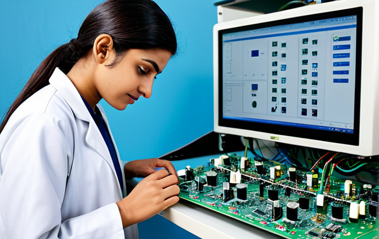 **
"A professional female engineer, fully clothed in modest work attire (such as a shalwar kameez or lab coat), examining a complex circuit board in a modern, well-lit electronics lab. Appropriate content, safe for work, perfect anatomy, natural pose, well-formed hands, proper finger count, natural body proportions, high quality, professional photography."
**