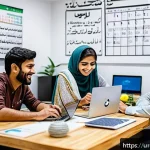 Home 19 오픈소스 기여의 심리적 장벽 극복하기 - A diverse group of software developers collaborating in a modern co-working space, featuring a warm,...